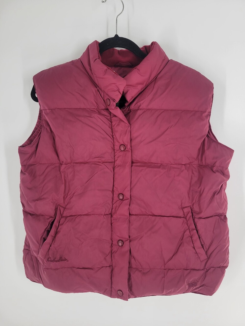 Cabela's Women's Quilted Puffer Vest Burgundy Goose down Size L